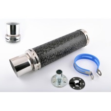 Глушитель (тюнинг) 300*90mm, креп. Ø48mm (нержавейка, мрамор черный, прямоток, тип:5) (Уценка1)