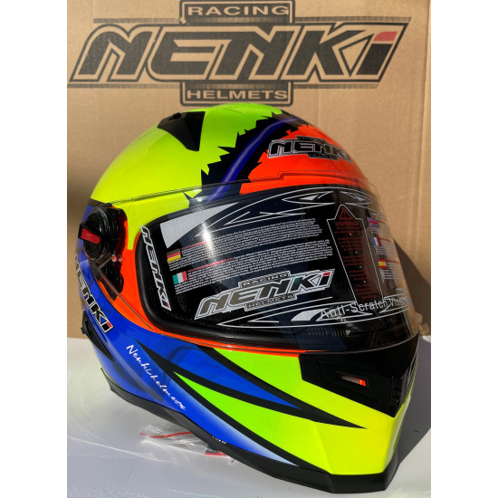 Шлем интеграл NENKI FF-863 желто-сине-красный
