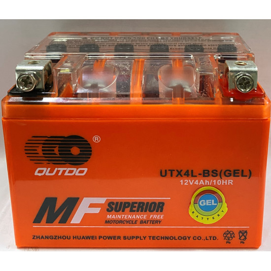АКБ YTX4L-BS OUTDO (GEL) оранжевый 86x70x114