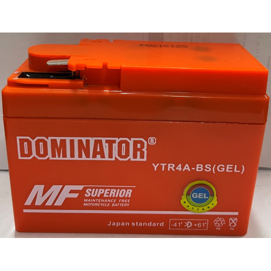 АКБ YTR4A-BS широкая таблетка оранжевая 85x49x114 DOMINATOR