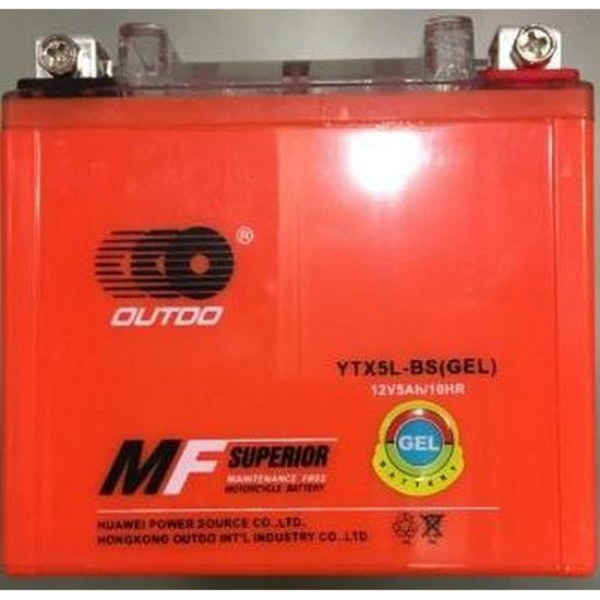 АКБ YTX5L-BS 12V5A OUTDO  (GEL) оранж (110x105x67)